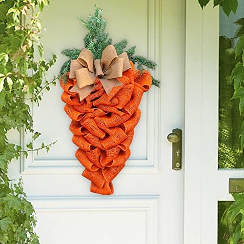 236 Inch Easter Carrot Wreath with Bow and Eucalyptus Leaves