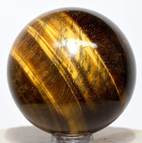 48mm Golden Tiger Eye Sphere with Stand - Natural Crystal Collectible
