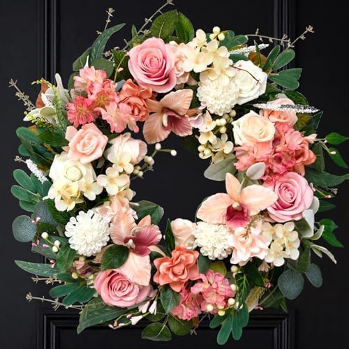 24 Inch Spring Floral Wreath for Front Door