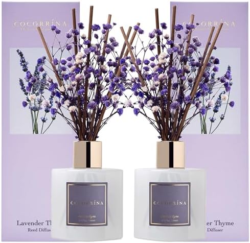 Cocorrna Premium Reed Diffuser Set with Lavender Thyme Scent