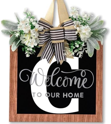 Custom Last Name Door Wreath 14 Inch Farmhouse Style