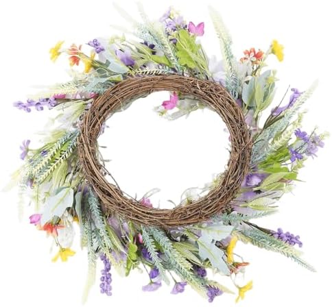 20 Inch Purple Wildflower Summer Wreath Front Door Decor