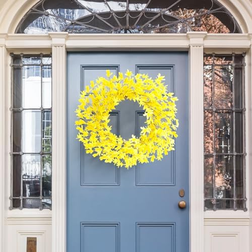 20 Inch Artificial Forsythia Flower Wreath Yellow Decor