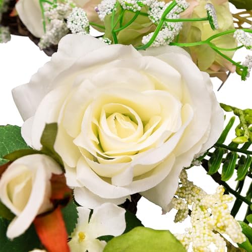 Northlight Peony and Rose Artificial Spring Wreath 24 White Green