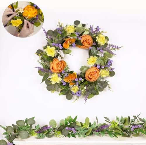 22 Inch Peony Spring Wreath for Front Door