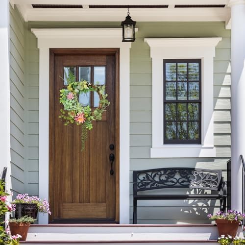 Beinhome 16 Inch Artificial Succulent Wreath