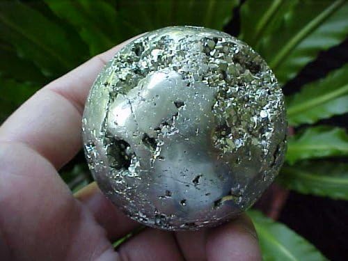 Gemquartz ZS0904 Pyrite Hollow Carved Sphere from Peru