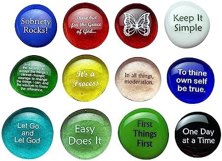 Lifeforce Glass Recovery Stones 12 Step Variety Pack
