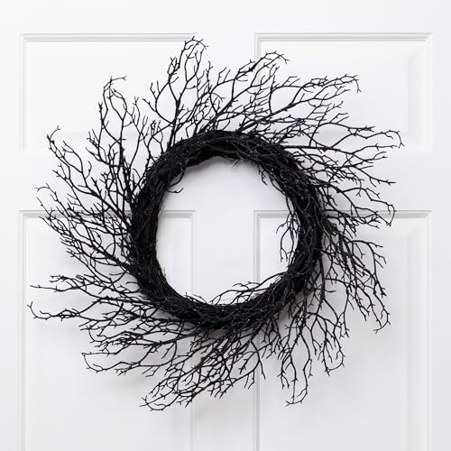 Northlight Glittered Twig Artificial Halloween Wreath 24 Inch Black