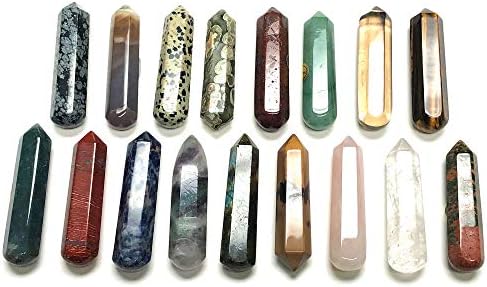 60MM Natural Gemstone Crystal 2 Wand with Velvet Pouch
