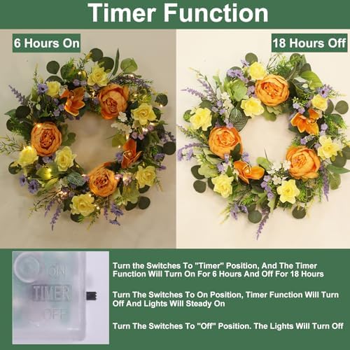 22 Inch Peony Spring Wreath for Front Door