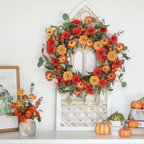 Hometrance 22 Inch Autumn Wreath for Front Door