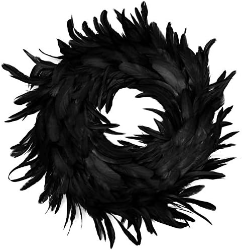 JOYIN 135 Inch Black Feather Halloween Wreath