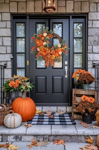 24 Inch Artificial Fall Wreath for Front Door 1