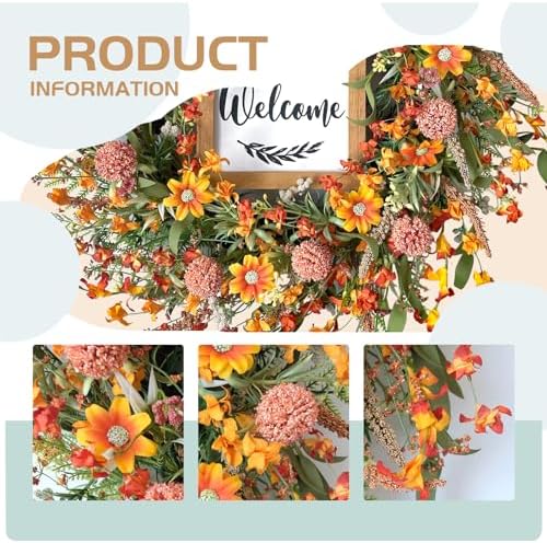 idyllic Summer Wreath for Front Door Orange Decor