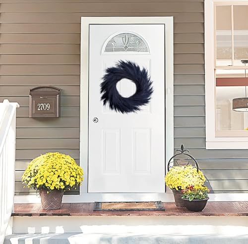 27 Inch Artificial Pampas Grass Wreath Black