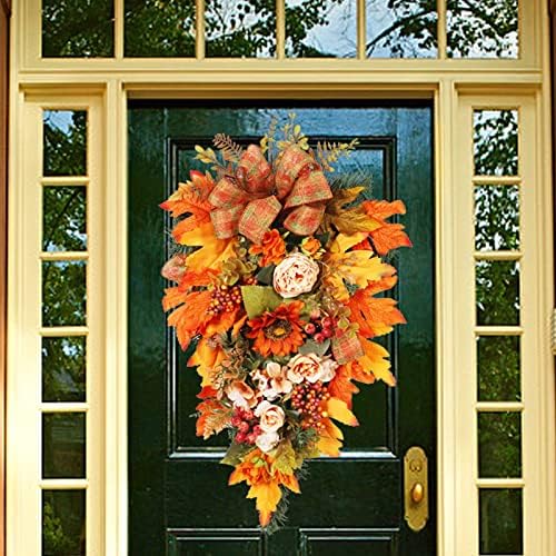 Fall Teardrop Swag Wreath for Front Door