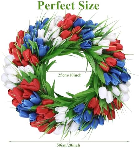 UArtlines 20 Inch Tulip Wreath for Front Door
