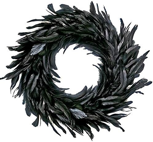 MOVINPE Black Feather Wreath - Halloween Decor