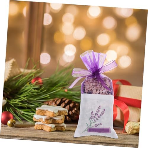 25 Pack Lavender Sachet Bags with Ribbons - Dark Purple Organza