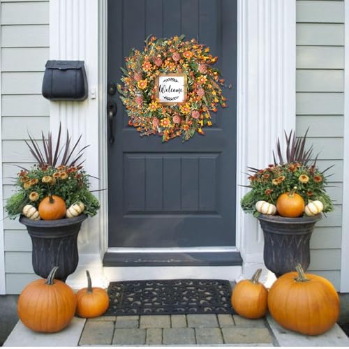 idyllic Summer Wreath for Front Door Orange Decor
