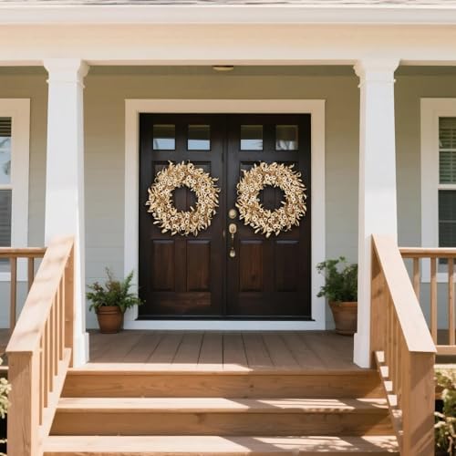 24 Inch White Floral Wreath for Front Door