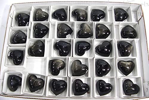 Mexican Gold Sheen Obsidian Puff Heart Stones 28 Pieces 1