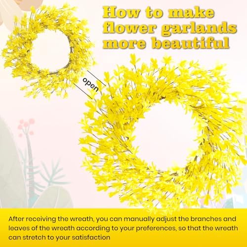 20 Inch Artificial Forsythia Flower Wreath Yellow Decor
