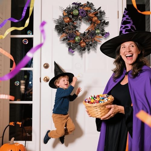Pudate 22 Inch Halloween Wreath for Front Door