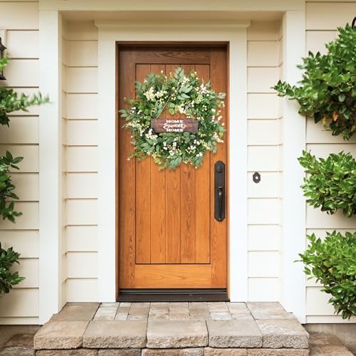 Artificial Eucalyptus Wreath with Berries 24 Inches