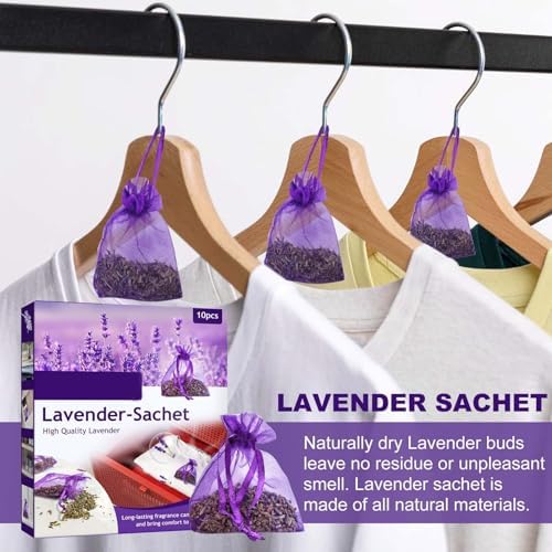 HELLORSO 10 Pack Lavender Sachet Bags for Closets and Drawers