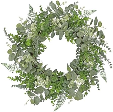 Briful 20 Inch Eucalyptus Door Wreath for All Seasons