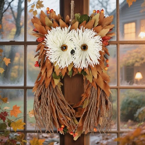 Winemana Fall Wreath with Owl and Berries