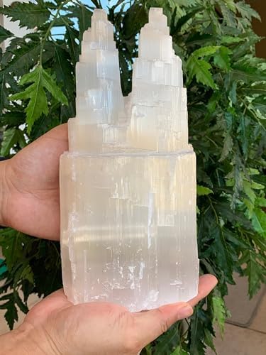 Gaf Treasures Selenite Twin Skyscraper Lamp