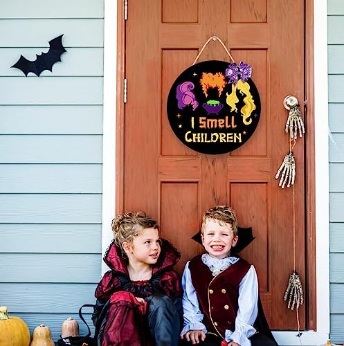 Halloween Wreath Hocus Pocus Door Sign Wooden Bow Decor