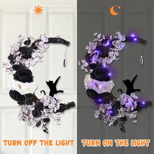 MyCoats 2025 Halloween Wreath Black Cat Door Decor