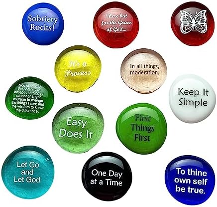 Lifeforce Glass Recovery Stones 12 Step Variety Pack