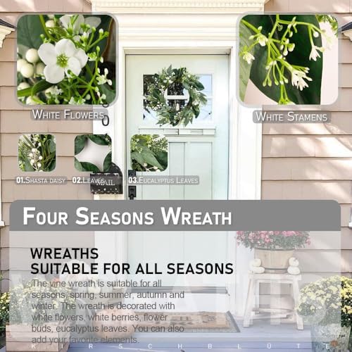 20 Inch Eucalyptus Wreath for Front Door All Seasons