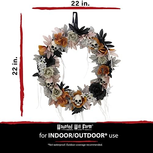 Haunted Hill Farm Gothic Skull Wreath Halloween Decor