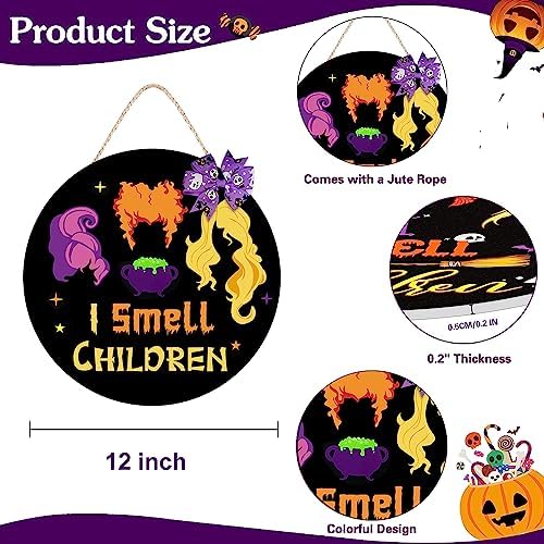 Halloween Wreath Hocus Pocus Door Sign Wooden Bow Decor