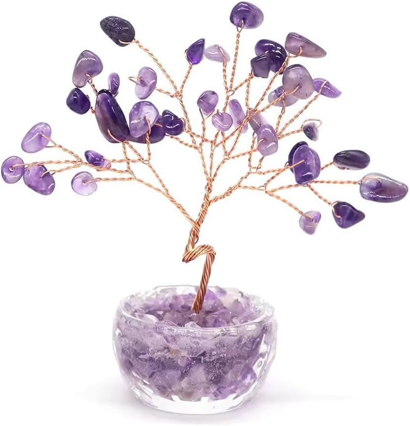 Crystal Money Tree with Citrine and Amethyst Stones