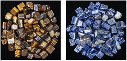 ZAICUS Tiger Eye and Sodalite Tumbled Stones 1lb for Vase and Jewelry