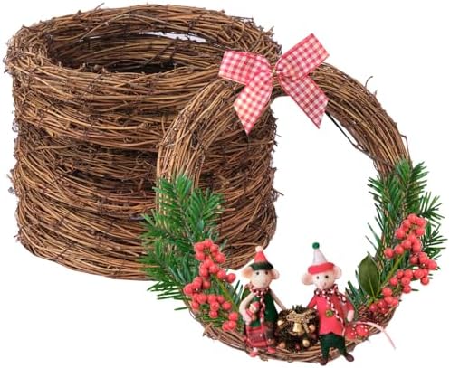 7pcs 10 Inch Natural Rattan Wreath for Home Decor