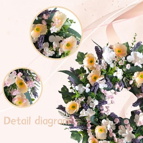 Vivimemo 24-inch Spring Wreath for Home Decor