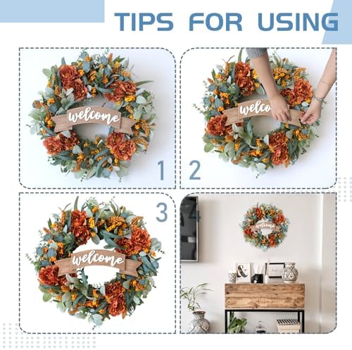Fall Peony Eucalyptus Wreath for Front Door Decor