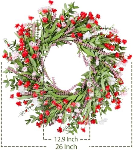 26 Inch Artificial Spring Wreath with Wildflowers