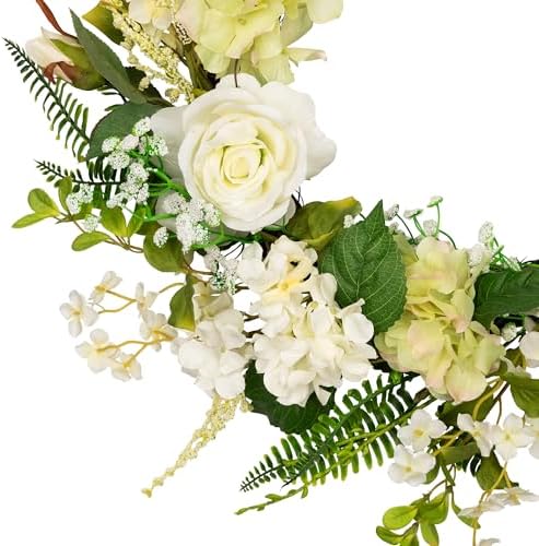 Northlight Peony and Rose Artificial Spring Wreath 24 White Green