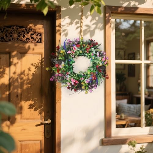 Artificial Spring Wreath with Lavender and Daisy 18 Inches