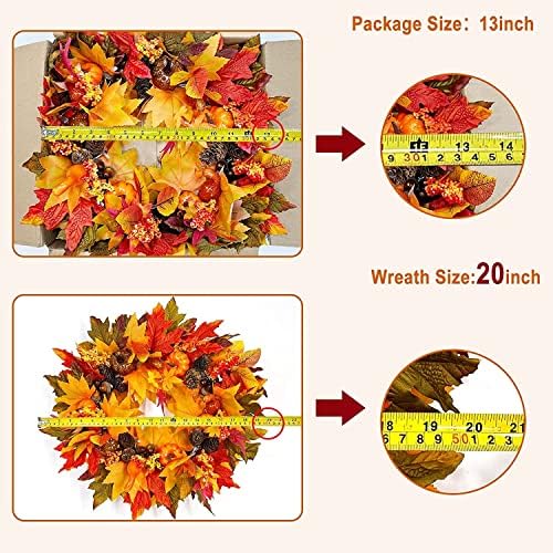 20 Inch Fall Wreath with LED Lights and Timer
