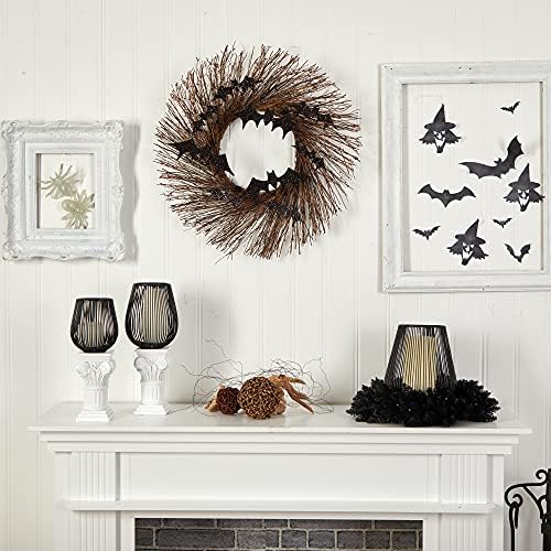 Nearly Natural 26in Halloween Bats Twig Wreath